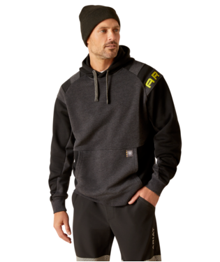 [10048946] SWEATSHIRT, MNS RBR WORKMAN LOGO HOODIE BLACK/CHARCOAL HEATHER