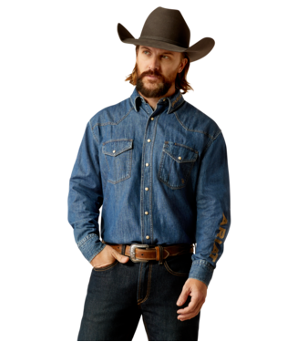 [10051867] MNS TEAM DENIM LONG SLEEVE SHIRT JAZZ