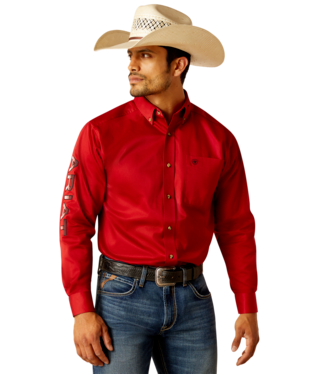 [10048809] MNS TEAM LOGO TWILL LONG SLEEVE SHIRT RED