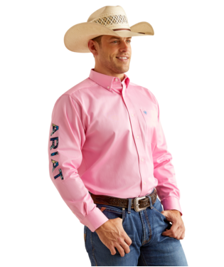 [10051336] MNS TEAM LOGO TWILL LONG SLEEVE SHIRT PINK/DIRECTOIRE BLUE