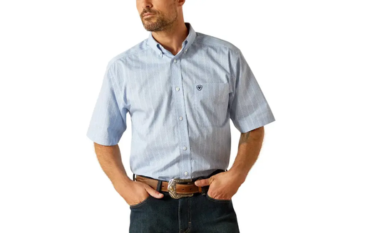 [10051479] MNS WF WELBURN SHORT SLEEVE SHIRT BEL AIR BLUE