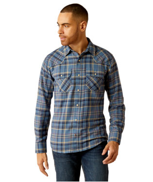[10052320] MNS HUNTLEY RETRO SNP LONG SLEEVE SHIRT COPEN BLUE