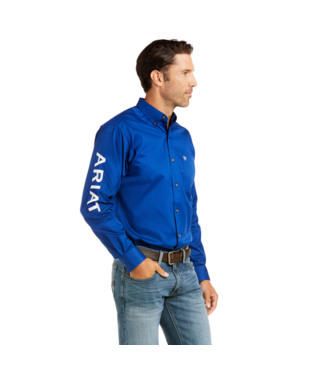 [10052822] MNS TEAM LOGO TWILL LONG SLEEVE SHIRT DARK BLUE/LIGHT BLUE