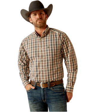 [10053912] MNS WF FOLK LONG SLEEVE SHIRT BROWN