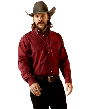 [10054047] MNS WF ISSAC LONG SLEEVE SHIRT DARK RED