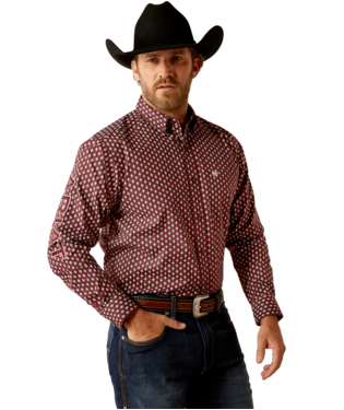[10054055] MNS TEAM OMAR LONG SLEEVE SHIRT BURGUNDY/WHITE