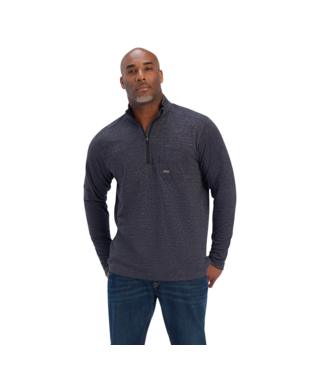 [10041415] MNS REBAR FDATION 1/4 ZIP LONG SLEEVE SHIRT CHARCOAL HEATHER