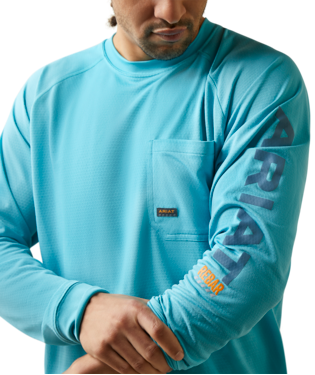 [10043542] MNS REBAR HEAT FIGHTER LONG SLEEVE T SHIRT MAUI BLUE