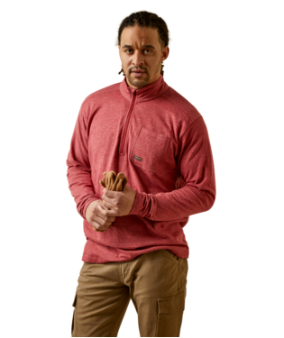 [10046184] MNS REBAR FDATION 1/4 ZIP LONG SLEEVE SHIRT BRICK RED