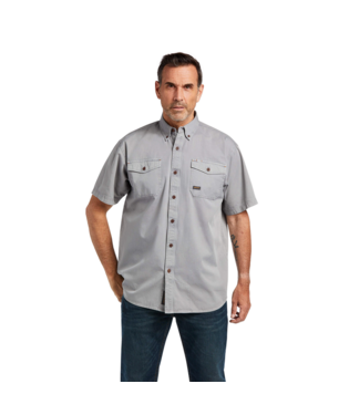 [10039482] MNS REBAR WSHD TWILL SHORT SLEEVE WORK SHIRT SILVER FOX
