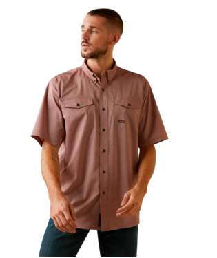 [10043579] MNS RBR MD TGH VTTK DRST SHORT SLEEVE WORK SHIRT TOFFEE HEATHER