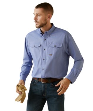 [10043838] MNS REBAR MD TGH VTTK LONG SLEEVE WORK SHIRT SURF WEB HEATHER