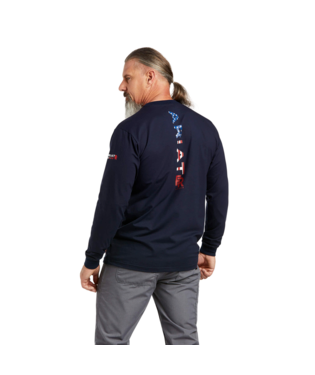 MNS FR STRETCH LOGO LONG SLEEVE T SHIRT NAVY/USA