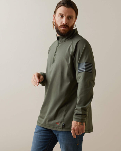 Ariat Men's FR Combat Stretch Patriot 1/4 Zip Work Shirt  