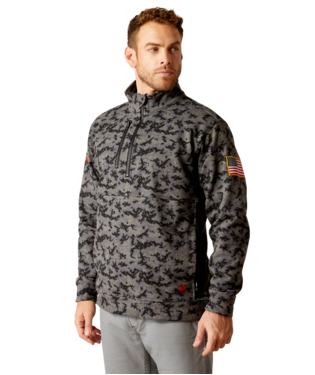 MNS FR DRSTRCH FLEECE 1/2 ZIP SHIRT BLACK CAMO