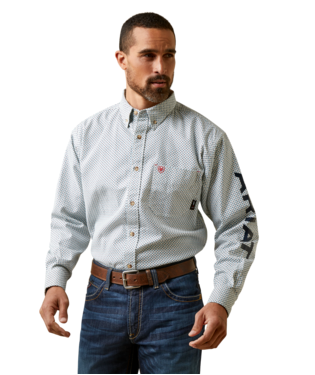 [10046545] MNS FR HOSS LOGO LONG SLEEVE WORK SHIRT WHITE