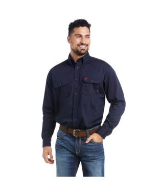Ariat Men's FR Solid Snap Work Shirt- Navy