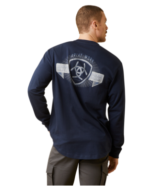 [10046348] MNS REBAR CTN STR STKNG DMS LONG SLEEVE T SHIRT NAVY