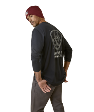[10046349] MNS REBAR WRKMN BLUEPRINT LONG SLEEVE T SHIRT BLACK