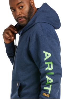 [10037645] SWEATSHIRT, MNS REBAR GRAPHIC HOODIE NAVY HEATHER/LIME