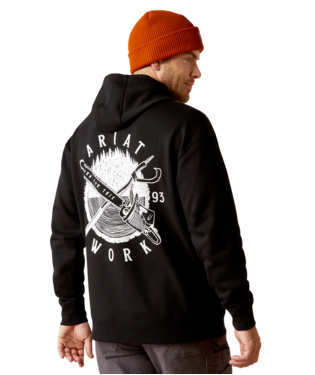 [10052057] SWEATSHIRT, MNS REBAR WORKMAN CHAINSAW HOODIE BLACK