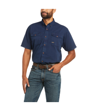 [10035415] MNS REBAR WASHED TWILL SHORT SLEEVE WORK SHIRT NAVY