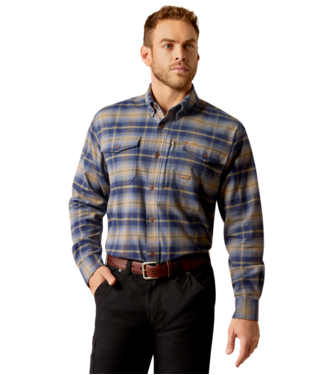 [10052803] MNS RBR FLANNEL DRSTR LONG SLEEVE WORK SHIRT NAVY KHAKI