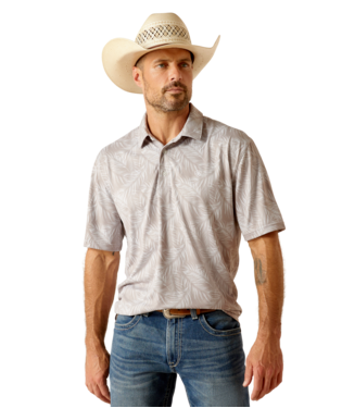 [10051315] MNS ALL OVER PRINT SHORT SLEEVE POLO GREY