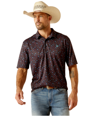 [10051316] MNS ALL OVER PRINT SHORT SLEEVE POLO BLACK (CORE)