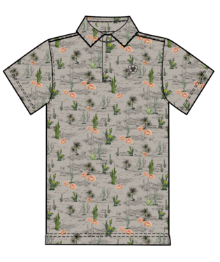 [10051965] MNS ALL OVER PRINT SHORT SLEEVE POLO DOVE DESSERT SCAPE