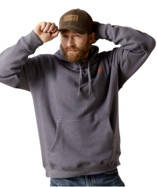 [10046166] SWEATSHIRT, MNS ARIAT LOGO HOODIE ODYSSEY GRAY HEATHER