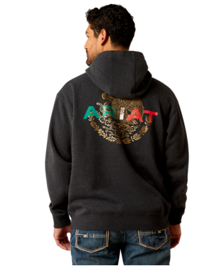 [10051998] MNS MEXICO FLAG LOCKUP HOOD BLACK HEATHER