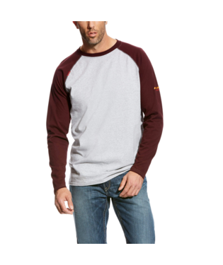 [10019028] MNS FR BASEBALL LONG SLEEVE T SHIRT RED/DARK GREY