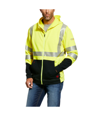 SWEATSHIRT, MNS FR HI-VIS FULL ZIP HOODIE HI VIS YELLOW