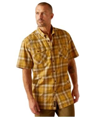 [10048893] MNS RBR MD TGH DRST SHORT SLEEVE WORK SHIRT TOBACCO PLAID
