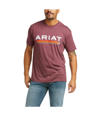 [10037021] MNS ARIAT BRD LOGO SHORT SLEEVE T SHIRT BURGUNDY HEATHER