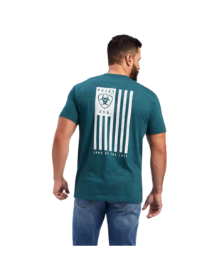 [10038468] MNS ARIAT VERTICAL FREEDOM SHORT SLEEVE T SHIRT DARK TEAL HEATHER