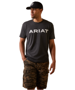 [10044817] MNS ARIAT BRANDED SHORT SLEEVE T SHIRT CHARCOAL HEATHER