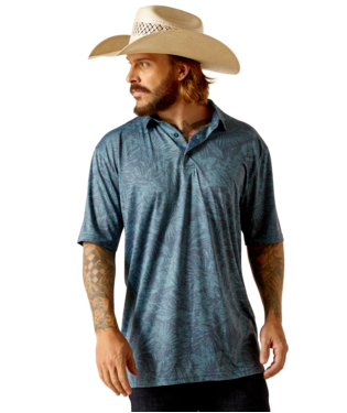[10048528] MNS CHARGER 2.0 PRINTED SHORT SLEEVE POLO BLUE ATOLL