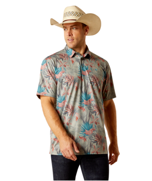 [10051370] MNS CHARGER 2.0 PRINTED SHORT SLEEVE POLO GREY HEATHER