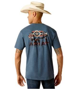 [10051457] MNS ARIAT SW BISON T SHIRT SAILOR BLUE HEATHER