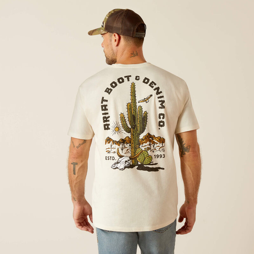 [10051747] MNS ARIAT SOUTHWEST CURVE SHORT SLEEVE T SHIRT OWHT