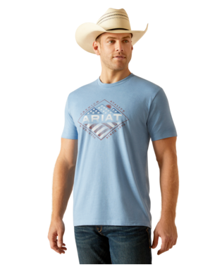 [10051749] MNS ARIAT USA RANGE SHORT SLEEVE T SHIRT LIGHT BLUE HEATHER