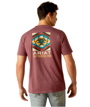 [10051752] MNS ARIAT SERAPE FILL SHORT SLEEVE T SHIRT BURGUNDY HEATHER