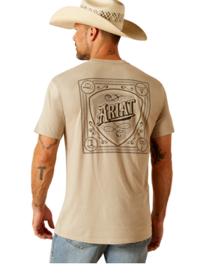 [10051755] MNS ARIAT BANDANA SCRIPT SHORT SLEEVE T SHIRT KHAKI HEATHER