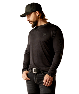 [10052085] MNS CHARGER LOGO LONG SLEEVE T SHIRT BLACK HEATHER/BLACK