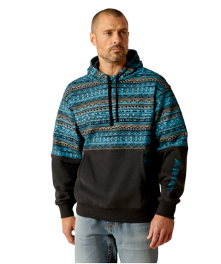 [10052450] SWEATSHIRT, MNS COLOR BLOCK HOODIE TURQUOISE