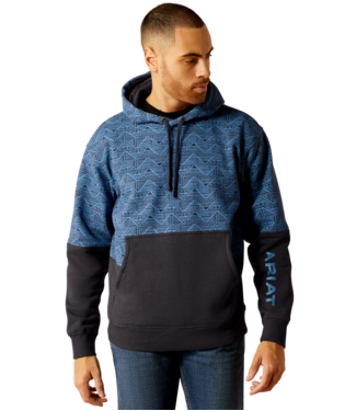 [10052451] SWEATSHIRT, MNS COLOR BLOCK HOODIE BLUE