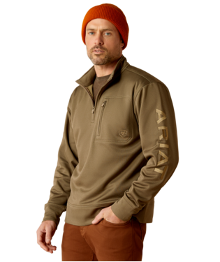 [10052809] SWEATSHIRT, MNS TEAM LOGO 1/4 ZIP BRINE OLIVE/BROWN