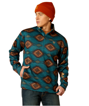 [10053016] MNS CALDWELL LOGO 1/4 ZIP SWEATER BLUE CORAL SOUTHWEST